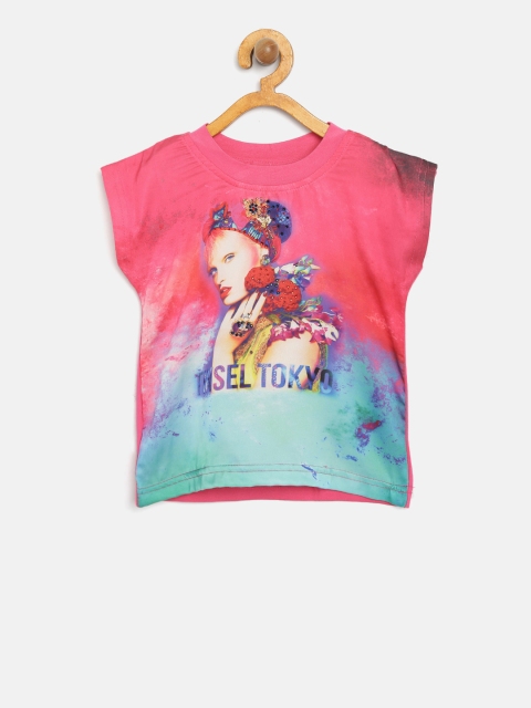 

Tiny Girl Pink & Blue Printed Top