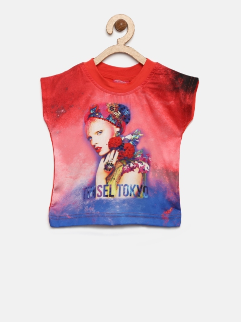 

Tiny Girl Red & Blue Printed Top
