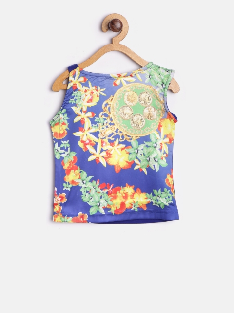 

Tiny Girl Blue & Yellow Floral Print Top