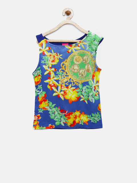 

Tiny Girl Blue & Green Printed Top