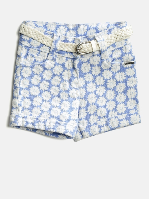 

Tiny Girl Blue & White Floral Print Hot Pants with Belt