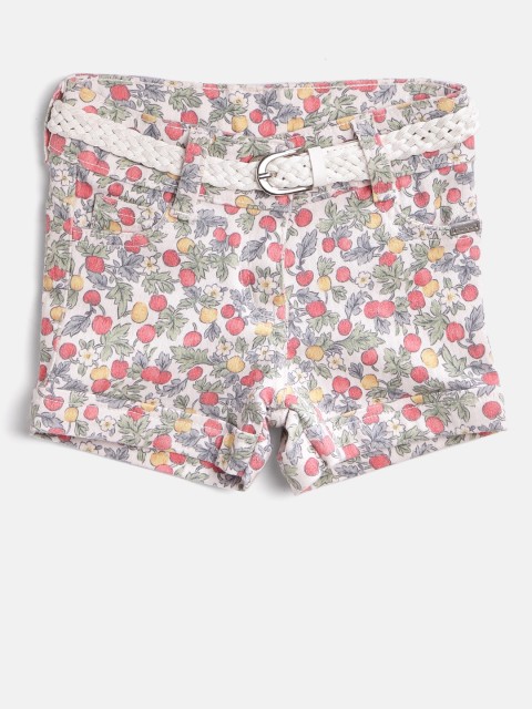 

Tiny Girl Girls Off-White & Green Printed Regular Shorts