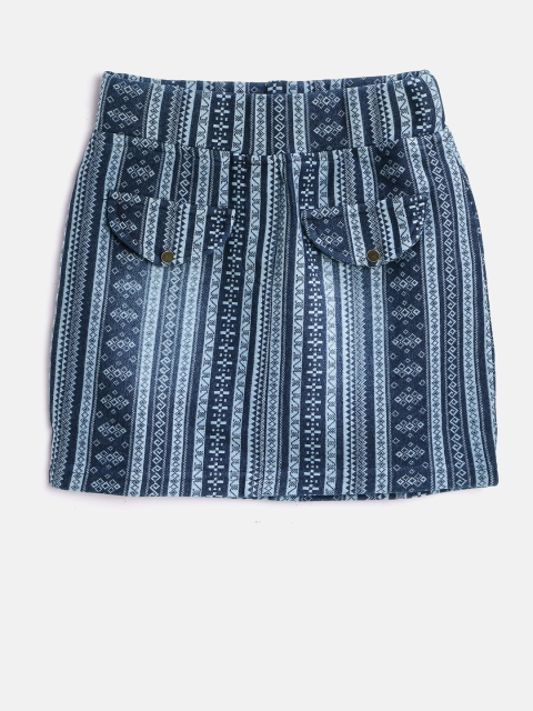 

Tiny Girl Blue Patterned Mini A-Line Skirt