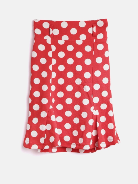 

Tiny Girl Red Polka Dot Print Trumpet Skirt