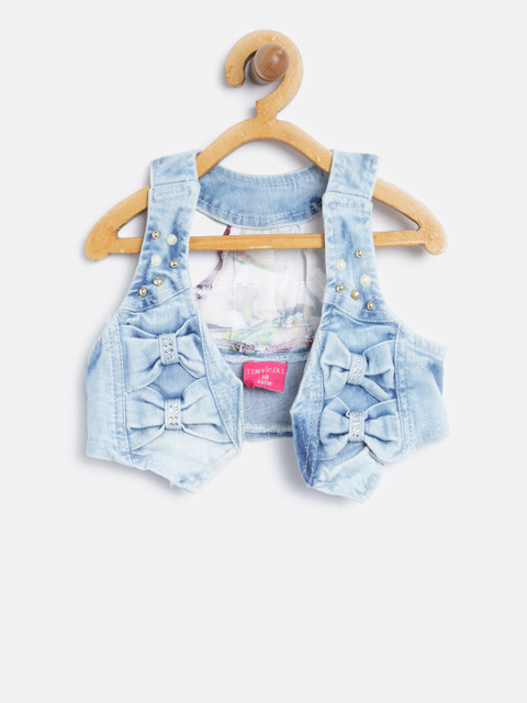 

Tiny Girl Blue Front-Open Denim Pure Cotton Waistcoat