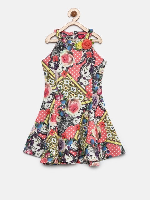 

Tiny Girl Multicoloured Printed Fit & Flare Dress, Multi