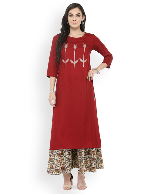

Varanga Women Red Solid Kurta with Palazzos