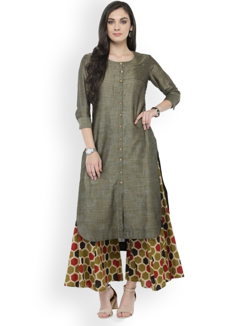 

Varanga Grey Solid Kurta With Printed Palazzo