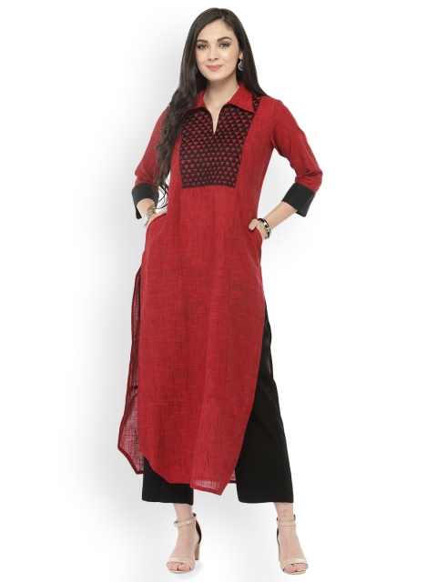 

Varanga Rust Solid Kurta With Black Solid Pants
