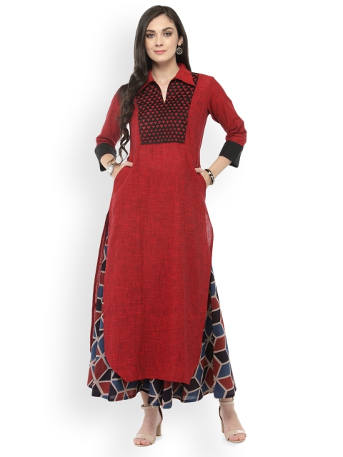 

Varanga Rust Solid Kurta With Printed Palazzo