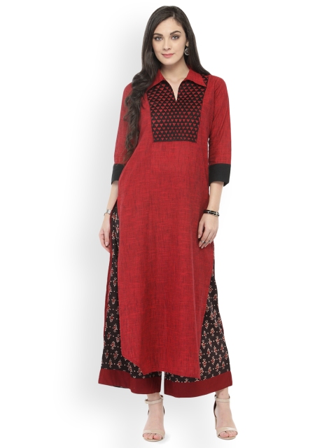 

Varanga Rust Solid Kurta With Printed Palazzo