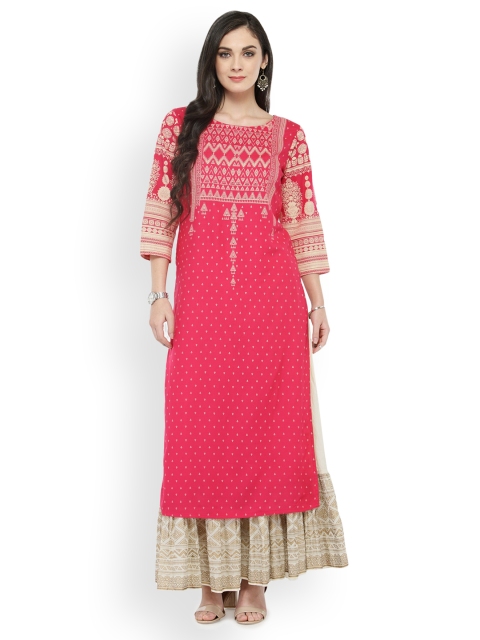 

Varanga Coral Printed Kurta With Ivory Printed Skirt