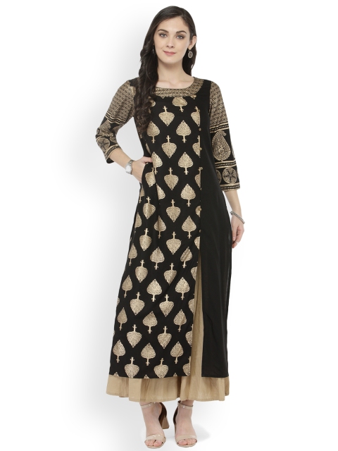 

Varanga Black Printed Kurta With Solid Palazzo