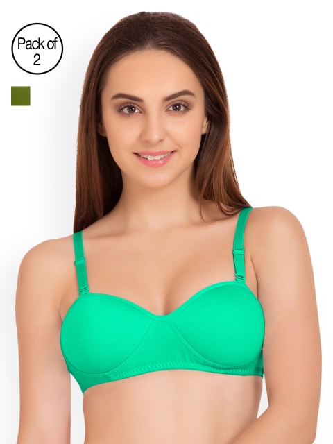 

Tweens Pack of 2 Half-Coverage T-shirt Bras TW91201, Olive