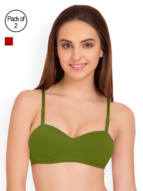 

Tweens Pack of 2 Half-Coverage T-shirt Bras TW91201, Olive
