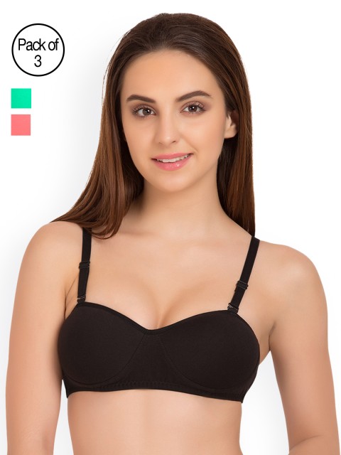 

Tweens Pack of 3 Half-Coverage T-shirt Bras TW91201, Black