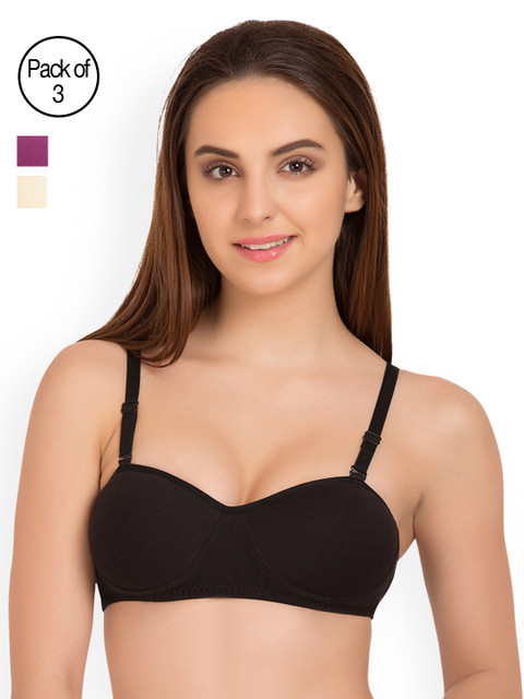 

Tweens Pack of 3 Half-Coverage T-shirt Bras TW91201, Black