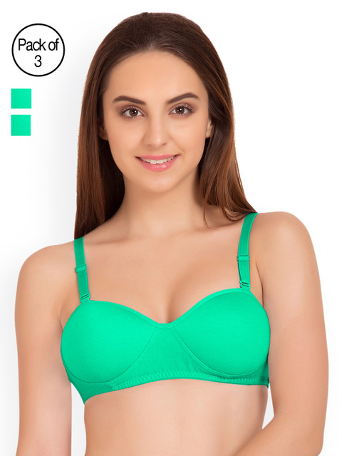 

Tweens Sea Green Pack of 3 Medium-Coverage T-shirt Bras TW91201