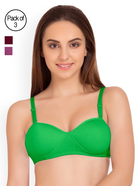 

Tweens Pack of 3 Half-Coverage T-shirt Bras TW91201, Green