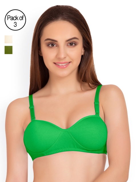 

Tweens Pack of 3 Half-Coverage T-shirt Bras TW91201, Green