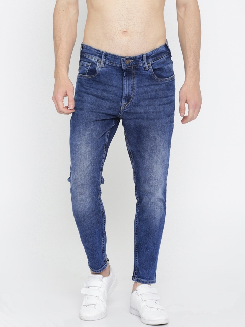 

HERE&NOW Men Blue Tapered Fit Cropped Mid-Rise Clean Look Stretchable Jeans