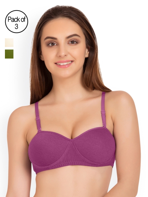 

Tweens Pack of 3 Half-Coverage T-shirt Bras TW91201, Purple