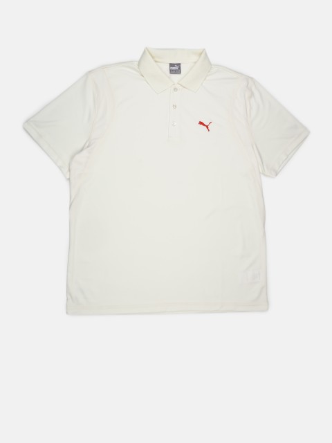 

Puma Men Off-White Solid Cricket Team Polo T-Shirt