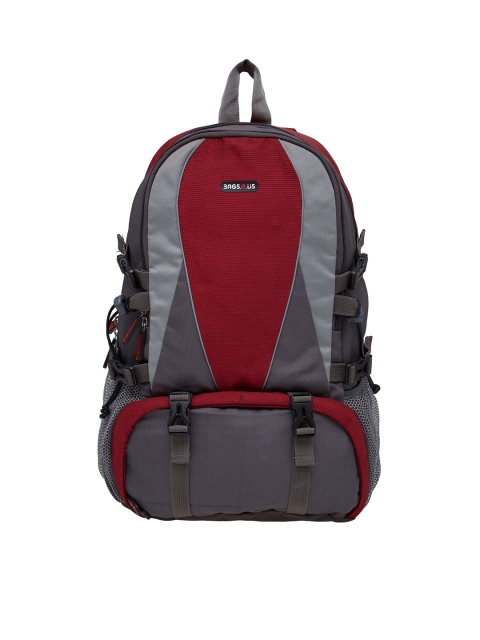 

Bags.R.us Unisex Grey & Maroon Colourblocked Laptop Backpack