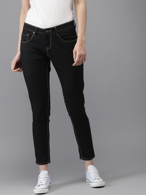 

Moda Rapido Women Black Skinny Fit Mid-Rise Stretchable Cropped Jeans, Blue