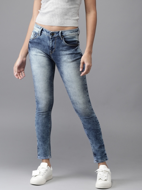 

Moda Rapido Women Blue Skinny Fit Mid-Rise Cropped Clean Look Stretchable Jeans