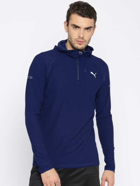 

Puma Men Blue Solid Hooded Sweatshirt