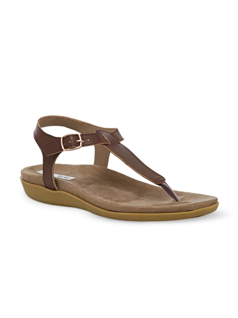 

Wet Blue Women Brown Solid Synthetic T-Strap Flats