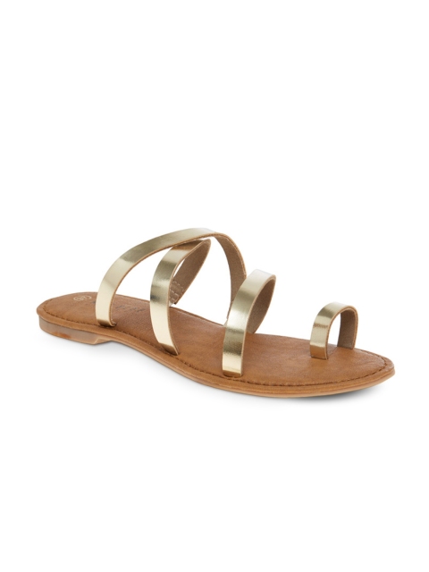 

Wet Blue Women Gold-Toned Solid Synthetic One Toe Flats