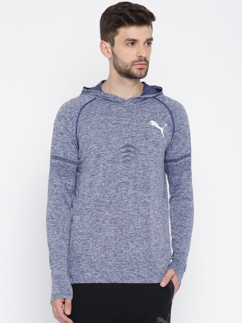 

Puma Men Blue Solid VENT EvoKnit Hooded Sweatshirt