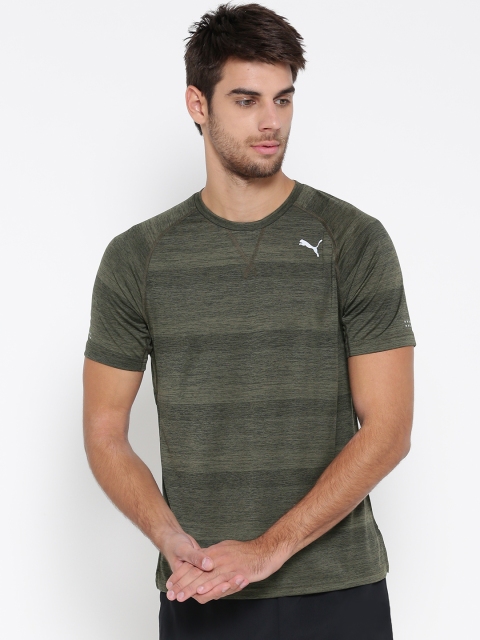 

Puma Men Olive Green Striped Round Neck Energy S/S T-shirt