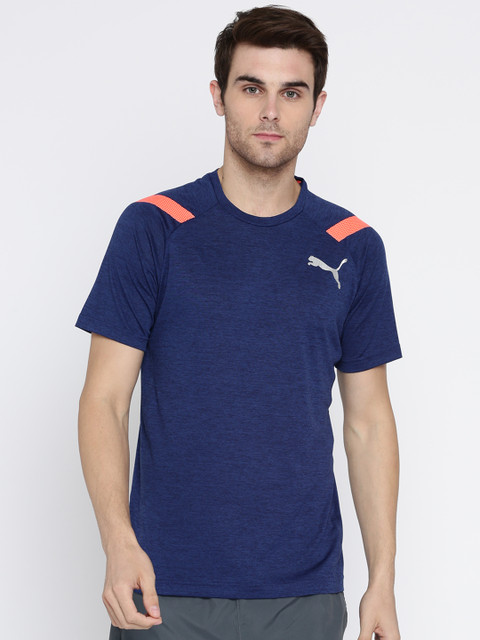 

Puma Men Blue Solid Round Neck Bonded Tech SS T-shirt