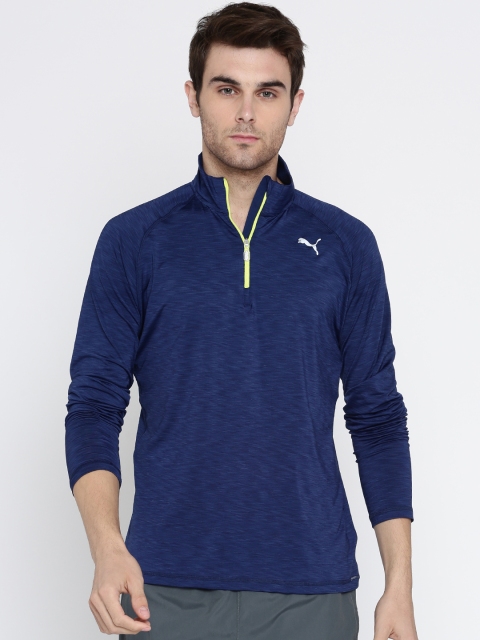 

Puma Men Blue Solid Core-Run LS HZ T-shirt
