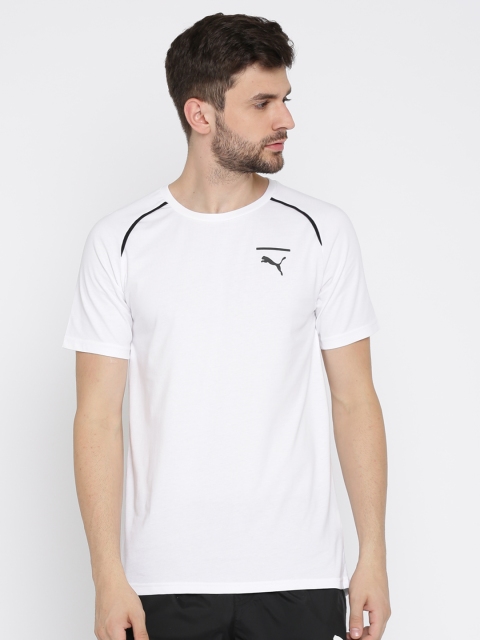 

Puma Men White Solid Round Neck Evo Core T-shirt