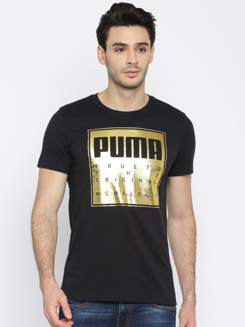 

Puma Men Black Printed Round Neck Brand Slogan T-shirt