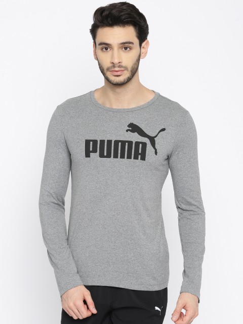 

Puma Men Grey Melange Printed ESS No.1 LS T-shirt