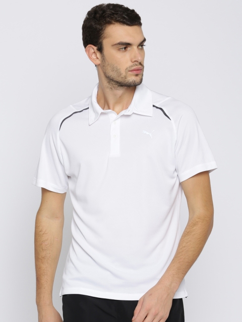 

Puma Men White Solid ESSENTIAL POLO T-shirt