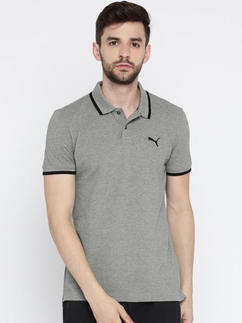 

Puma Men Grey Solid Active Hero Polo Collar Slim Fit T-shirt