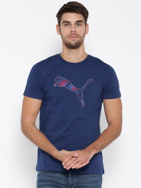

Puma Men Blue Printed Round Neck Active Hero T-shirt