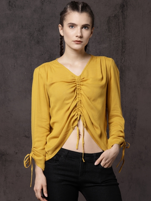 

Roadster Fast and Furious Women Mustard Yellow Fast & Furious Solid Top