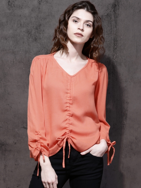 

Roadster Fast and Furious Women Coral Pink Solid Top