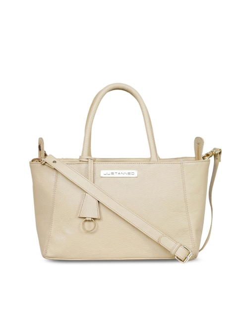 

Justanned Cream-Coloured Solid Satchel