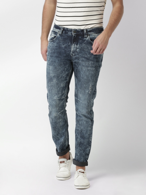 

Blue Saint Men Blue Slim Fit Mid-Rise Low Distress Jeans