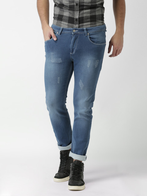 

Blue Saint Men Blue Slim Fit Mid-Rise Mildly Distressed Jeans