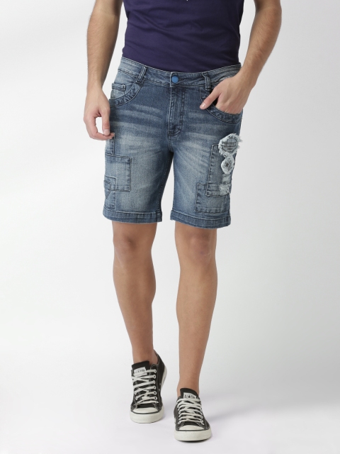 

Blue Saint Men Blue Solid Slim Fit Denim Shorts