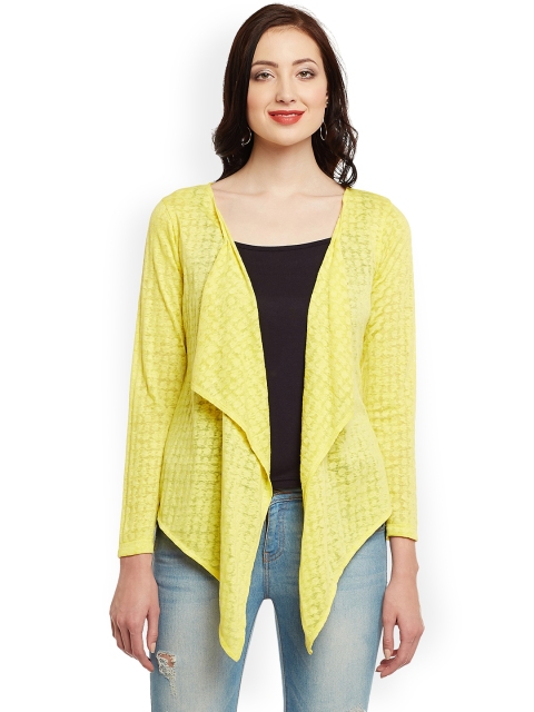 

WISSTLER Yellow Self Design Open Front Shrug